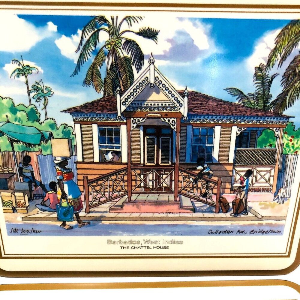 VTG Barbados Chattel Houses Place Mats Set of 4 Cork Pimpernel NEW 7.5 x 8.5 - Picture 5 of 8